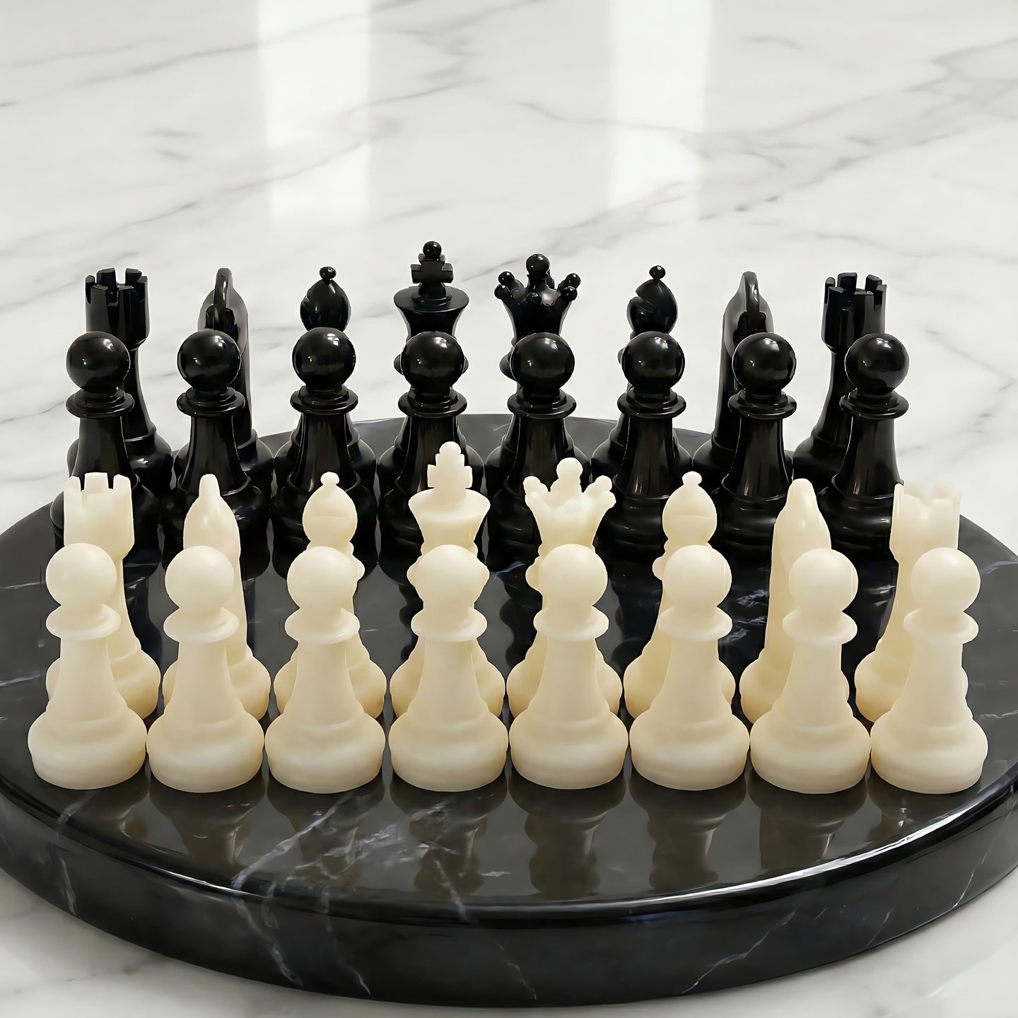 Chess Beeswax Decorative Set 32 Imperial Noir Black Marble Cover Image