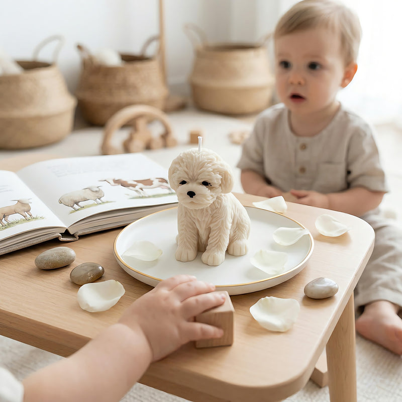 Furry Puppy | Hand-painted Scented Candle | Signature Coconut Blend (Soy-Free)
