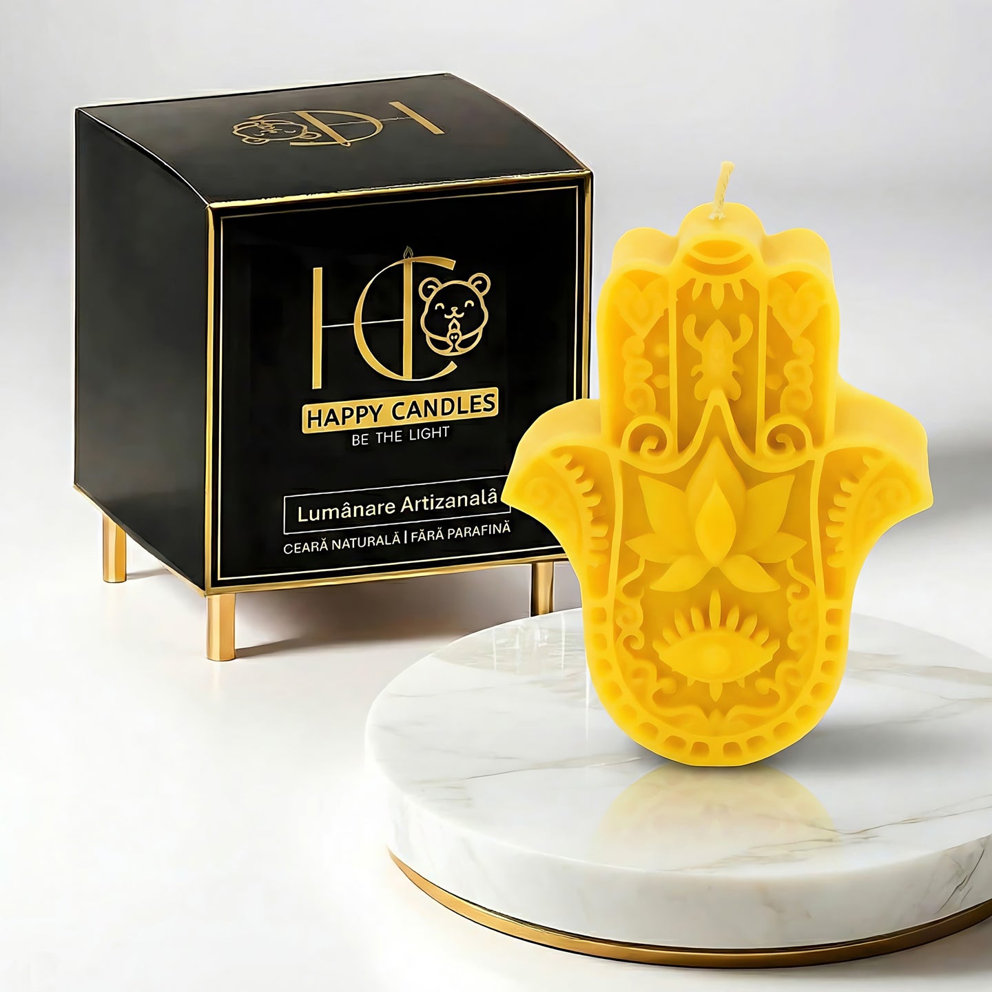Hamsa Beeswax Candle Yellow Cover Image