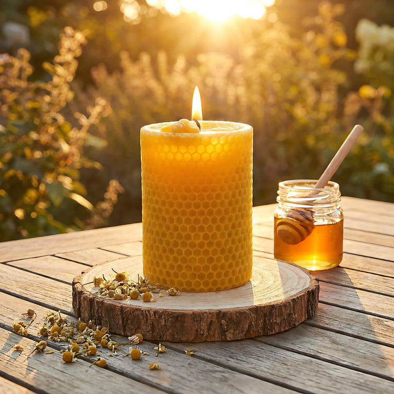Honeycomb Cylinder Beeswax Candle Accord 1