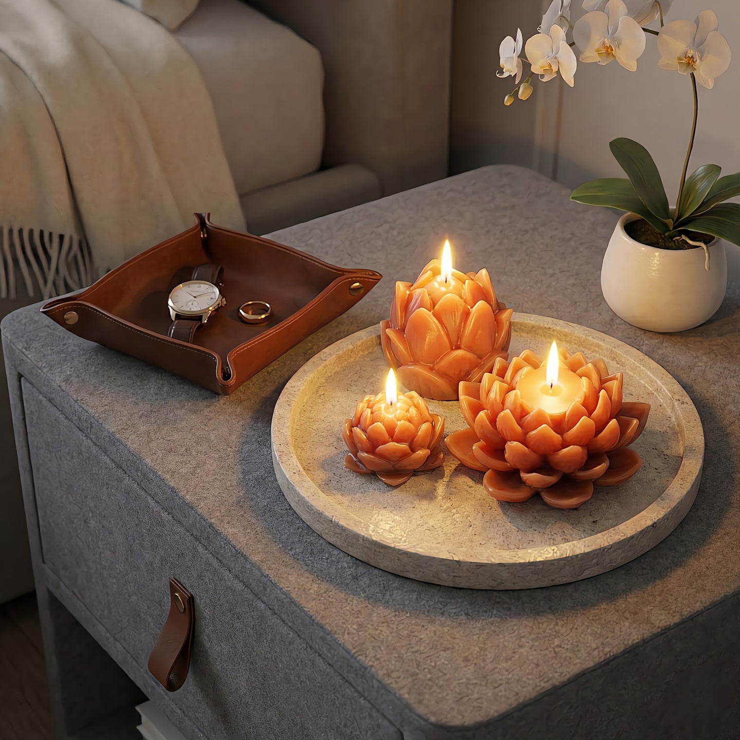 Lotus Beeswax Candle Set Accord 1
