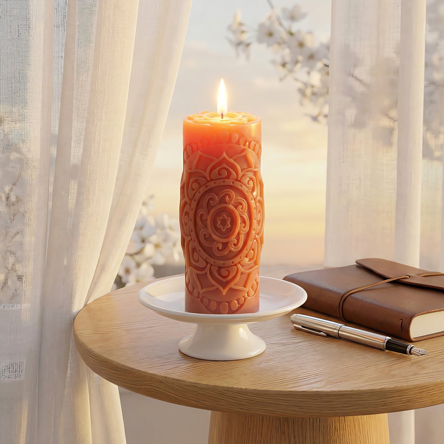 Lotus Mandala Beeswax Candle Accord 1