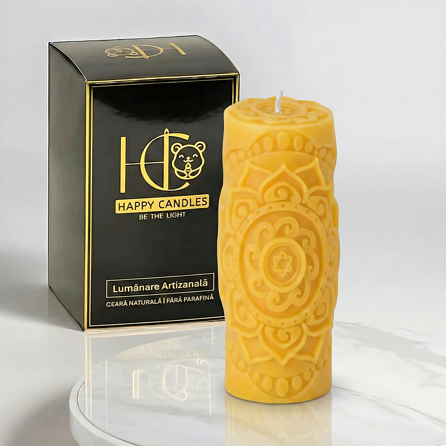 Lotus Mandala Beeswax Candle Yellow Cover Image