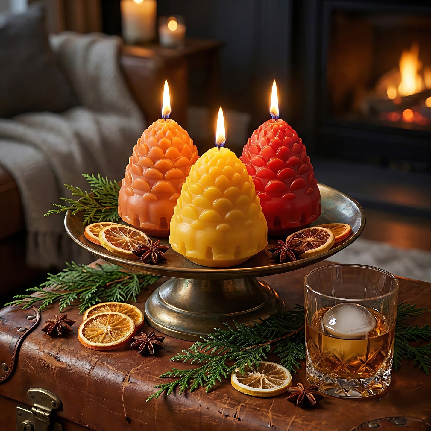 Pine Cone Beeswax Candle Accord 3