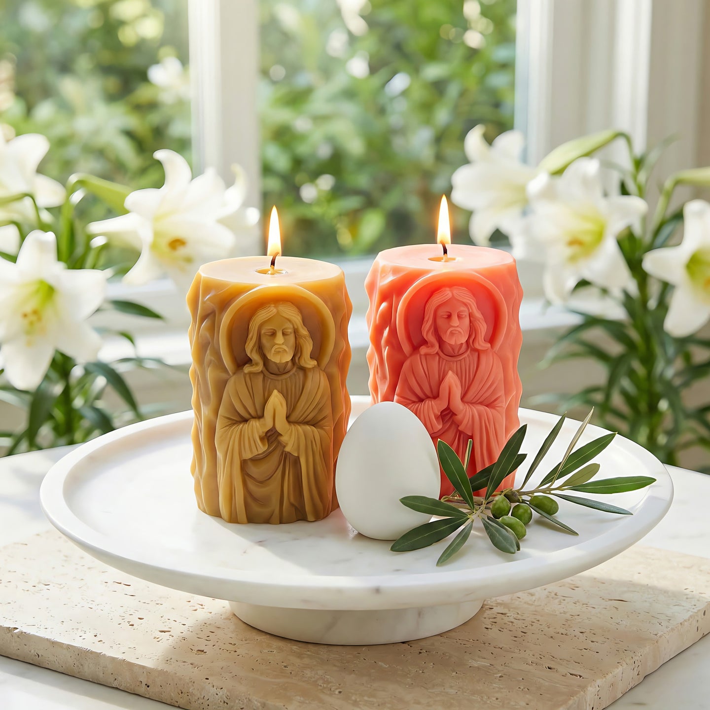 Praying Jesus Beeswax Candle Accord 3
