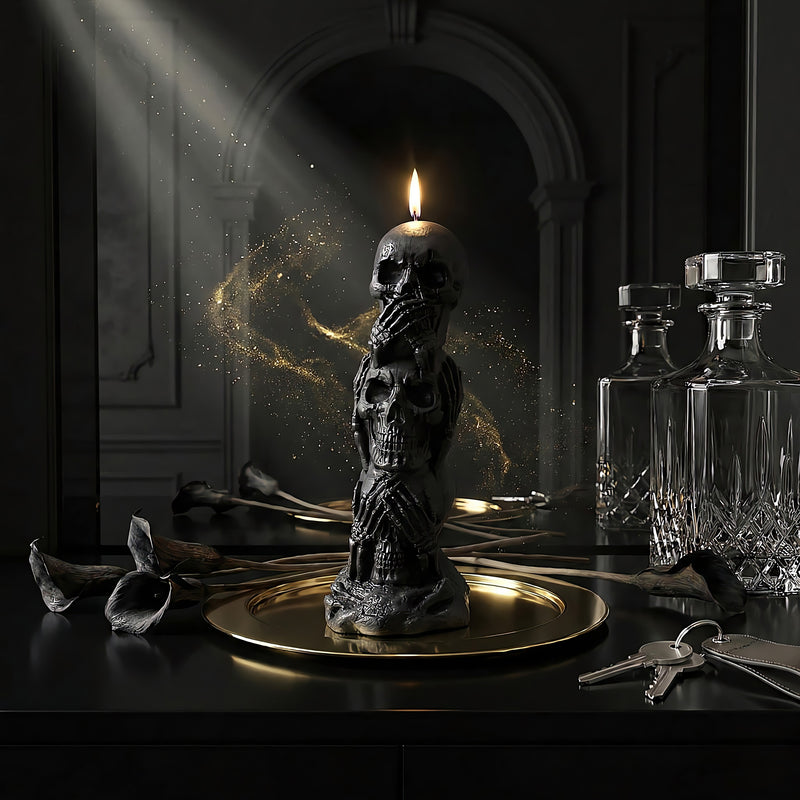 Stacked Skulls Beeswax Candle Accord 1