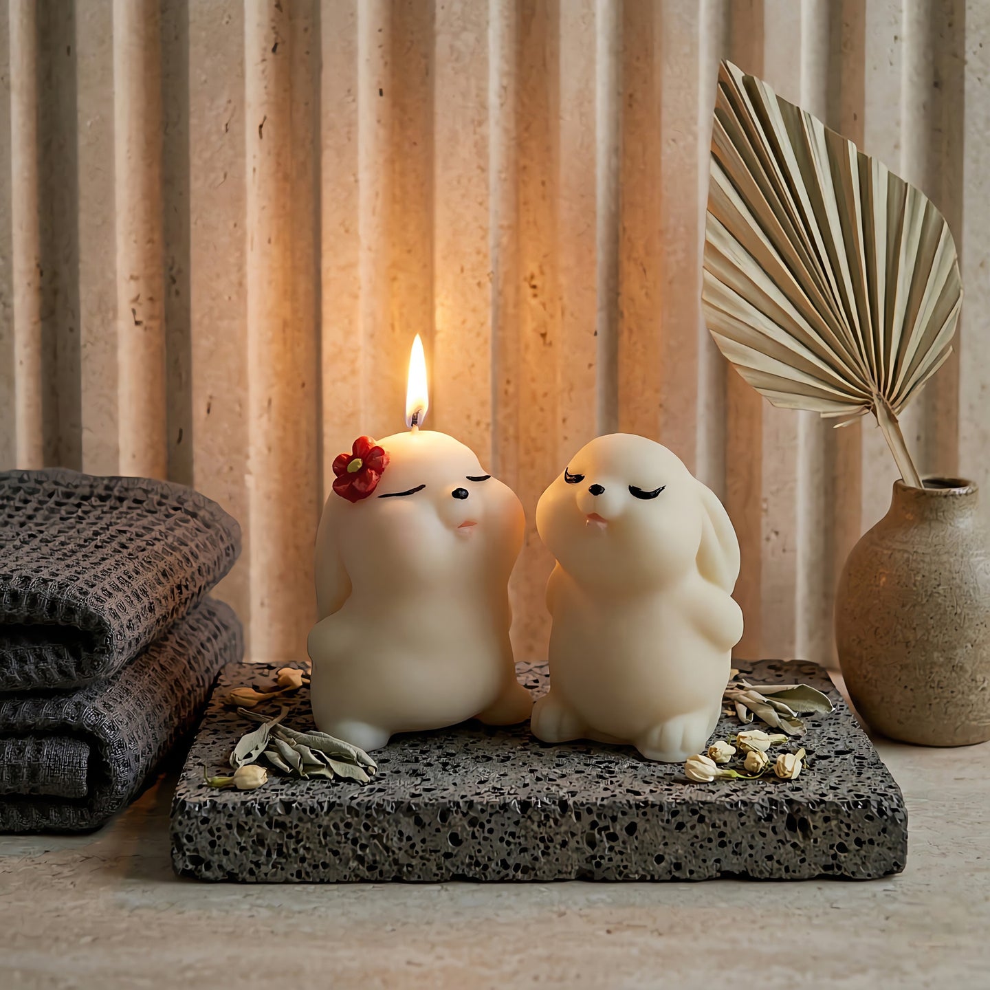 Zen Bunny | Hand-painted Scented Candle | Signature Coconut Blend (Soy-Free)